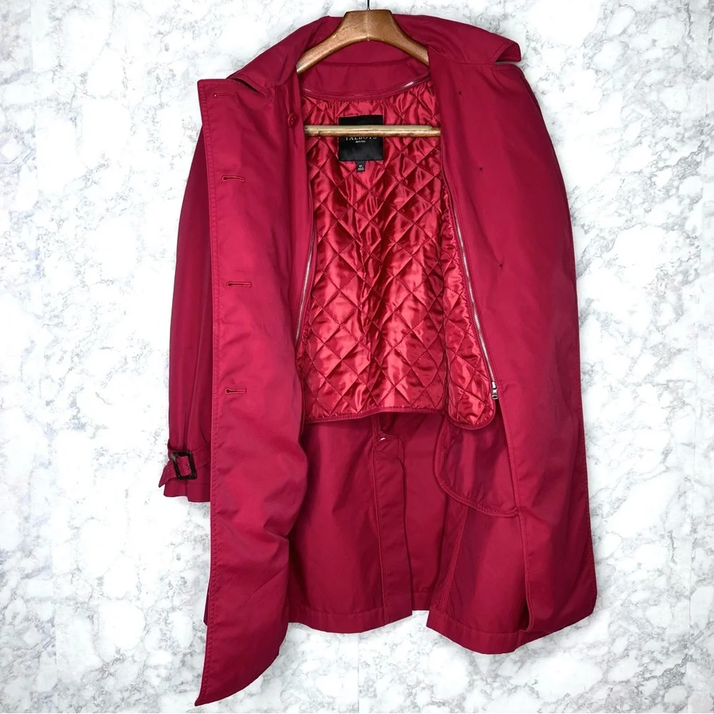 ⭐️ Talbots Red Double Breast Trench Coat Removable Insulated Liner Women’s 6 P - Picture 4 of 13